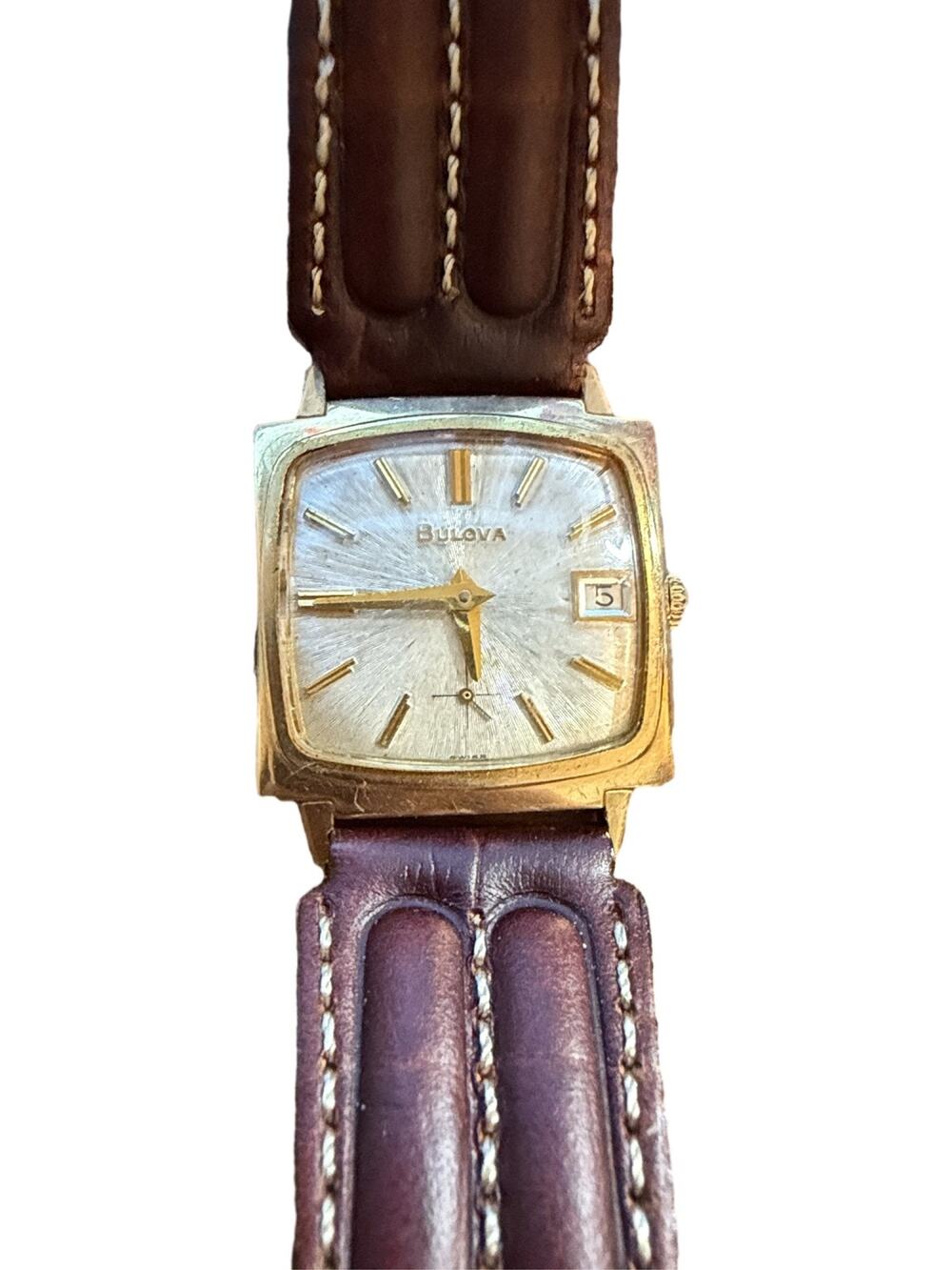Bulova Watch 10K Rolled Gold Plate Mechanical Wind Up Square Case